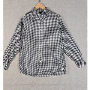 Cremieux Collection Mens Medium Black White Gingham Cotton Button Down Shirt